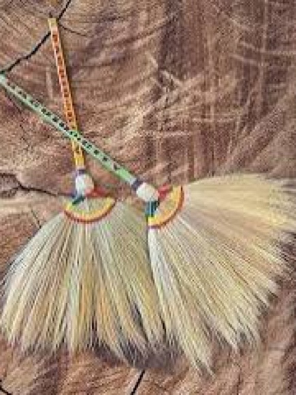 Natural Straw Hand Broom with Blue Handle - Picture 2 of 3